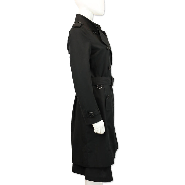 Burberry Black Cotton Blend Mid-length Trench Coat