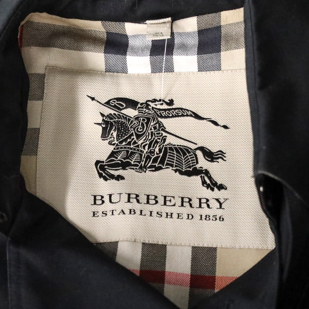 Burberry Black Cotton Blend Mid-length Trench Coat