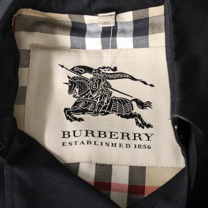 Burberry Black Cotton Blend Mid-length Trench Coat