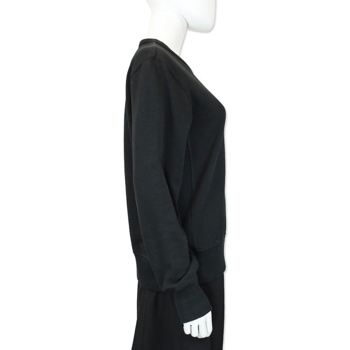 Burberry Black Cotton Crewneck Sweater with Logo Patch