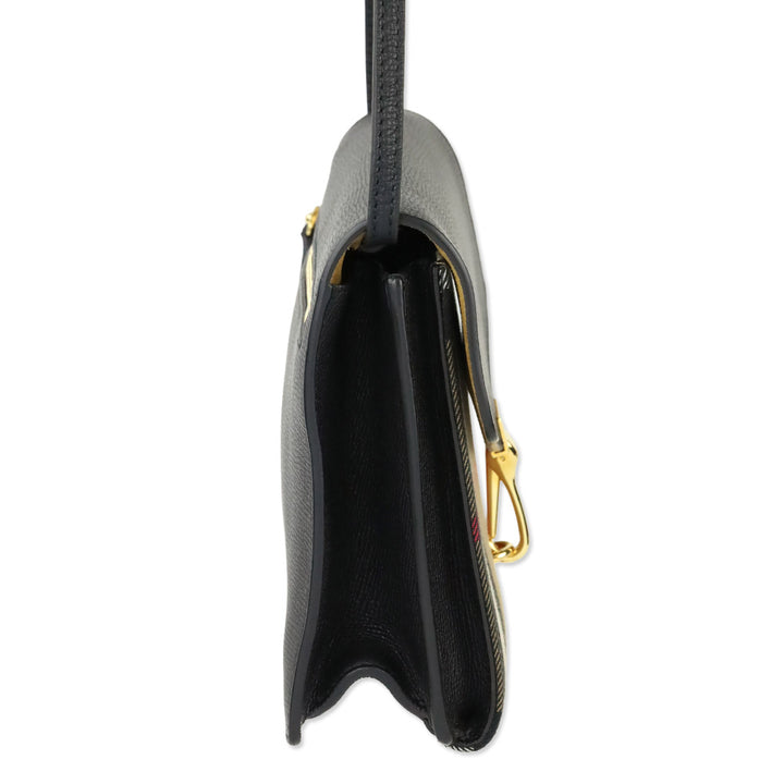 Burberry Black Derby Calfskin House Check Macken Crossbody