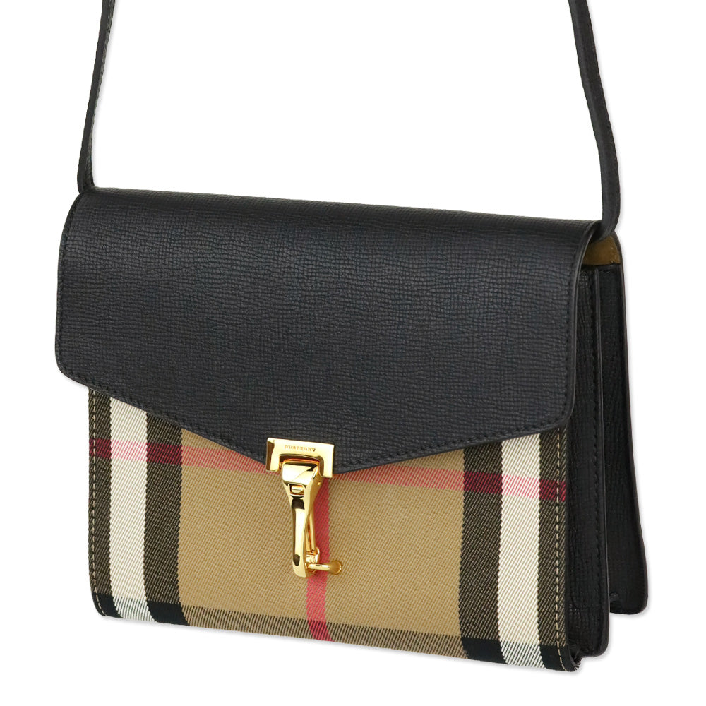 Burberry Black Derby Calfskin House Check Macken Crossbody