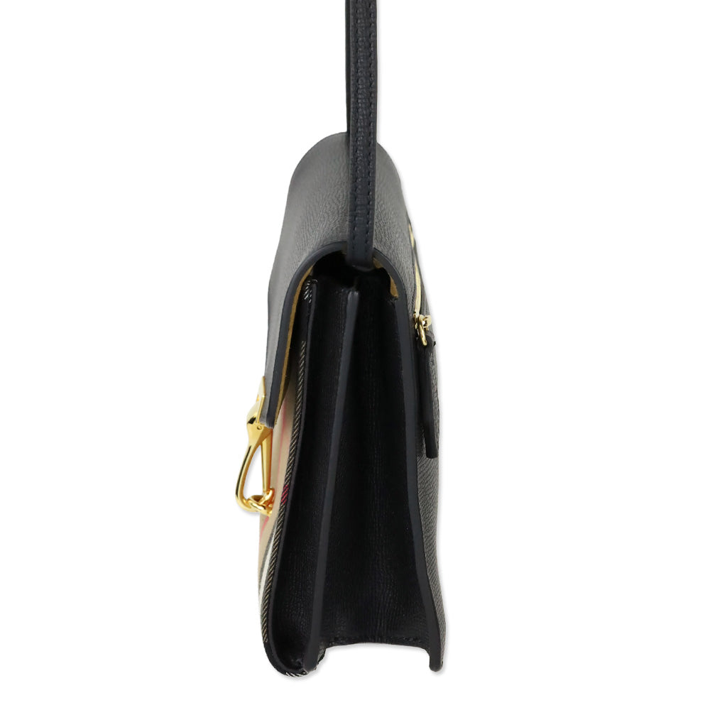 Burberry Black Derby Calfskin House Check Macken Crossbody