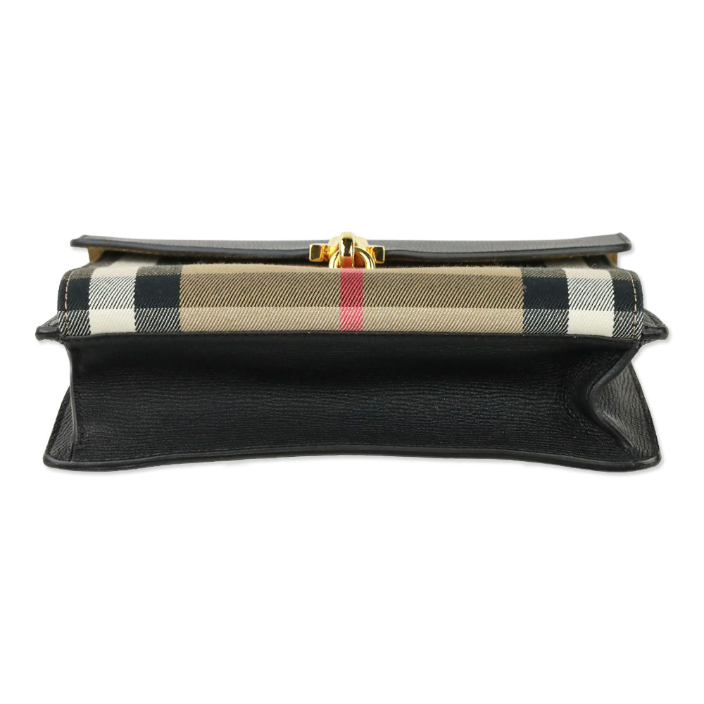 Burberry Black Derby Calfskin House Check Macken Crossbody