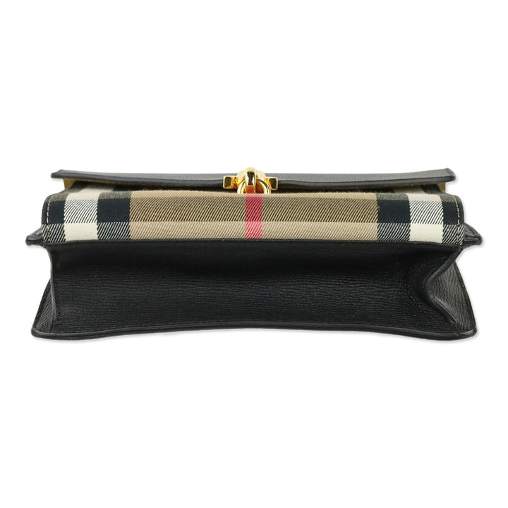 Burberry Black Derby Calfskin House Check Macken Crossbody