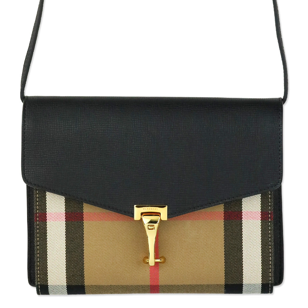 Burberry Black Derby Calfskin House Check Macken Crossbody