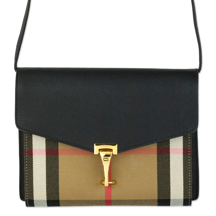 Burberry Black Derby Calfskin House Check Macken Crossbody