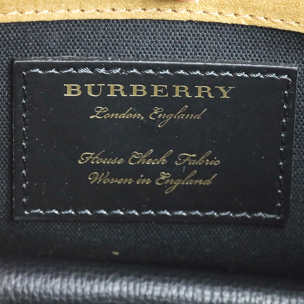 Burberry Black Derby Calfskin House Check Macken Crossbody