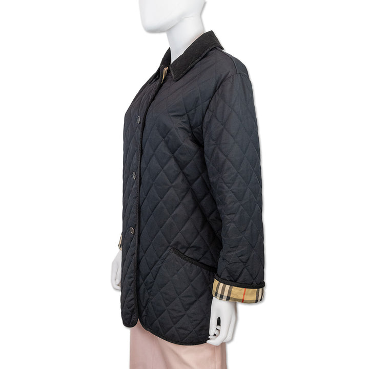 Burberry Black Diamond Quilted Corduroy Collar Jacket