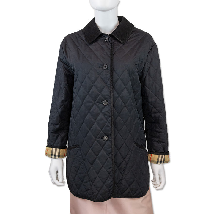 Burberry Black Diamond Quilted Corduroy Collar Jacket