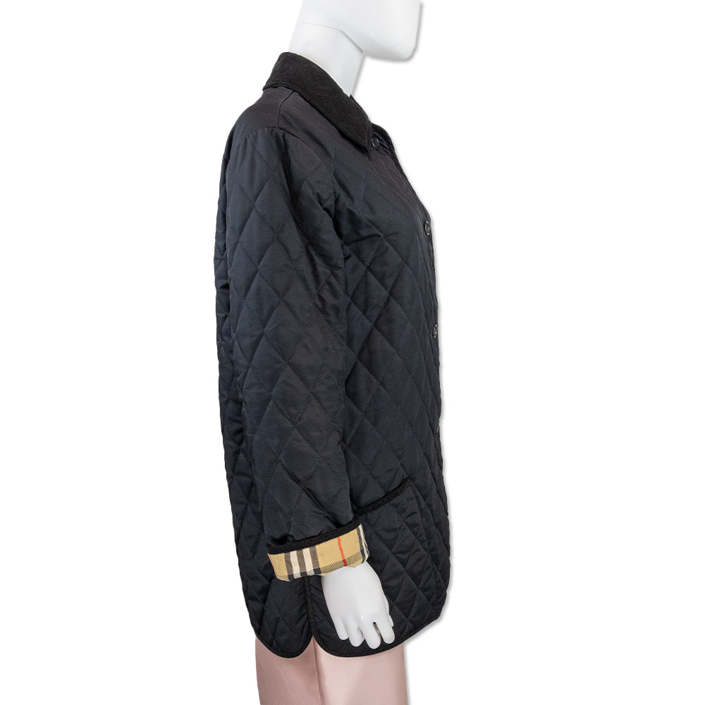 Burberry Black Diamond Quilted Corduroy Collar Jacket