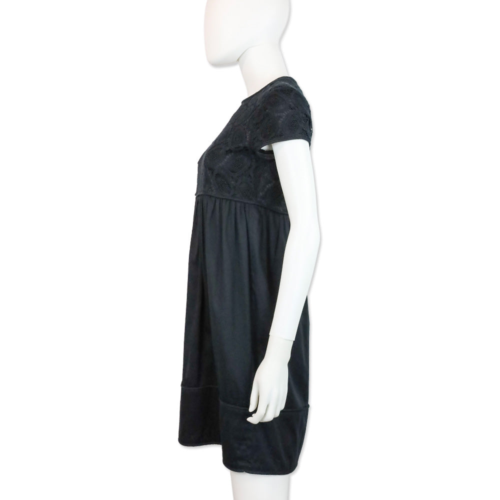 Burberry Black Eyelet Babydoll Mini Dress
