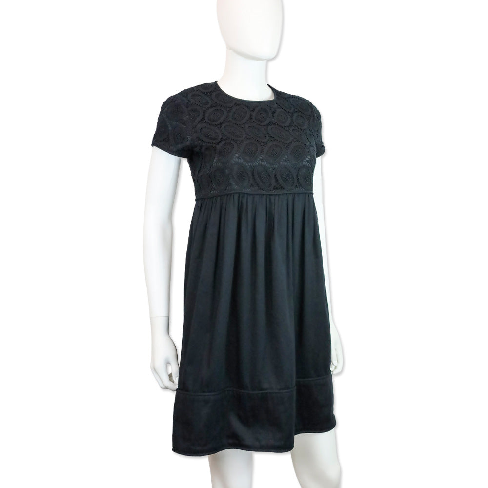 Burberry Black Eyelet Babydoll Mini Dress