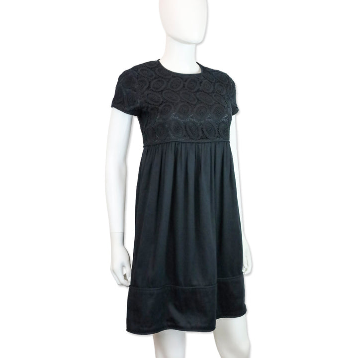 Burberry Black Eyelet Babydoll Mini Dress