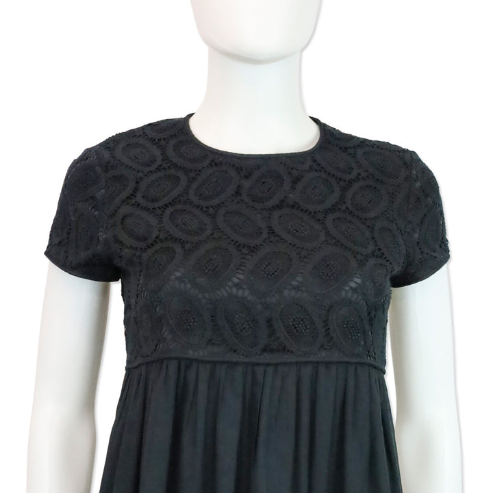 Burberry Black Eyelet Babydoll Mini Dress