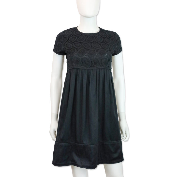 Burberry Black Eyelet Babydoll Mini Dress