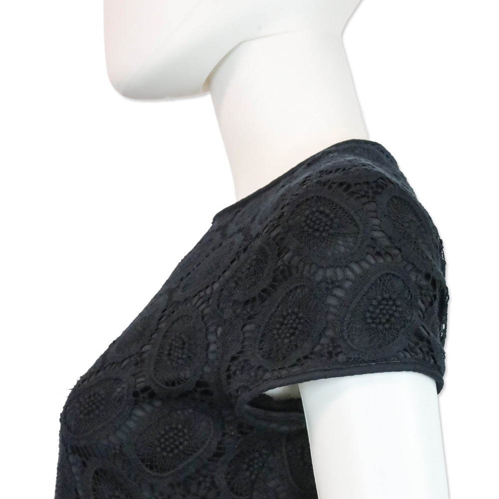 Burberry Black Eyelet Babydoll Mini Dress