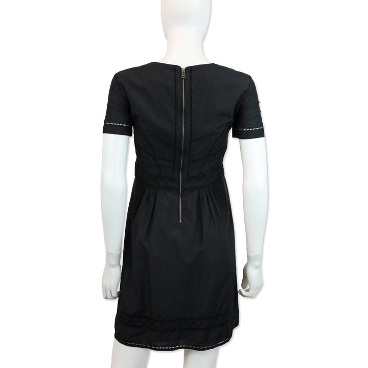 Burberry Black Eyelet Short Sleeve Midi Dress