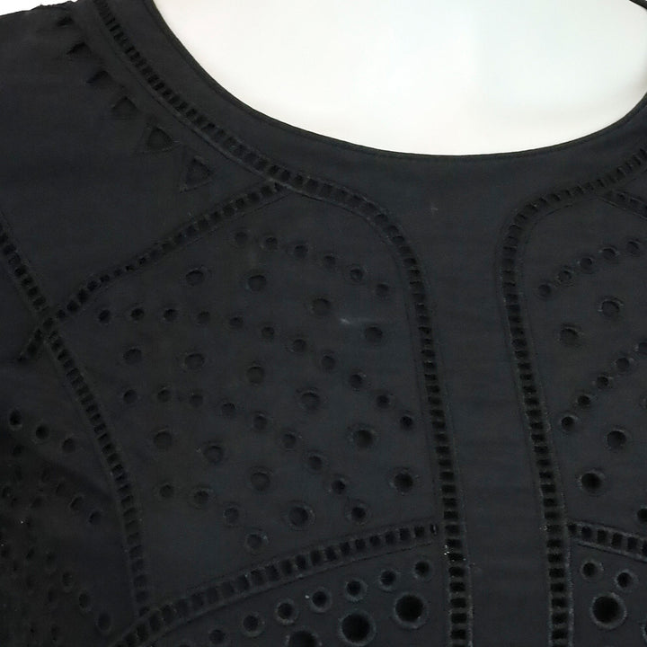 Burberry Black Eyelet Short Sleeve Midi Dress