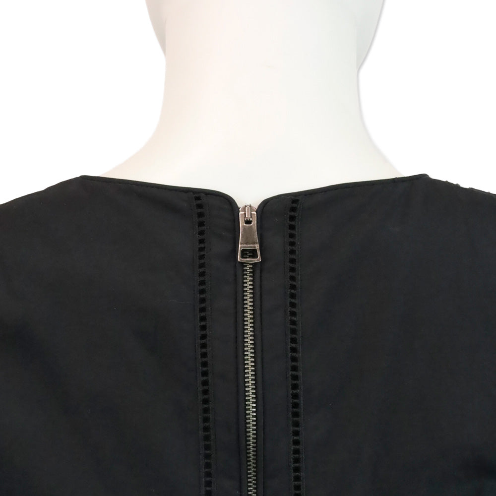 Burberry Black Eyelet Short Sleeve Midi Dress