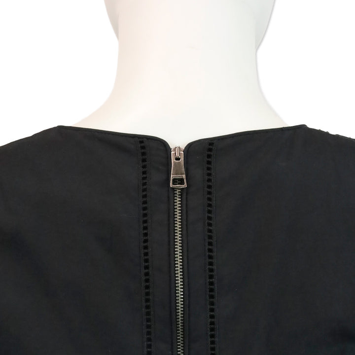 Burberry Black Eyelet Short Sleeve Midi Dress