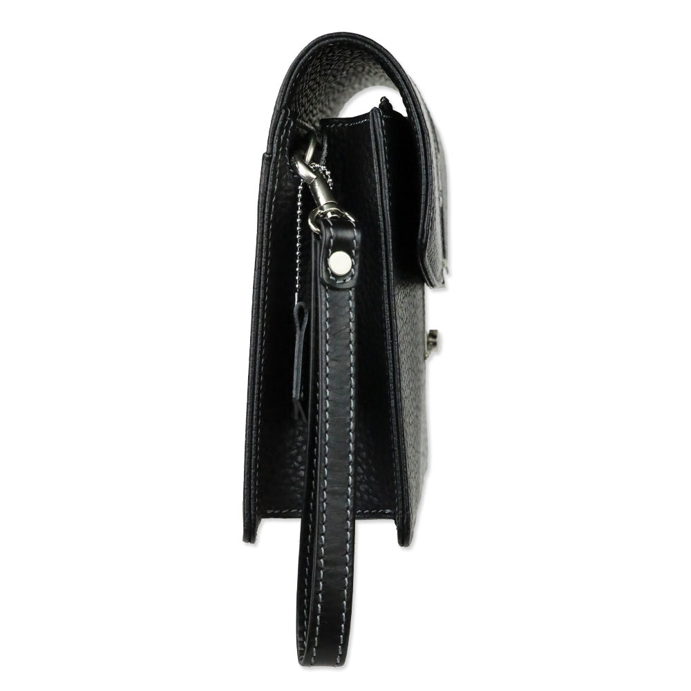 Burberry Black Grained Leather Portfolio Wristlet