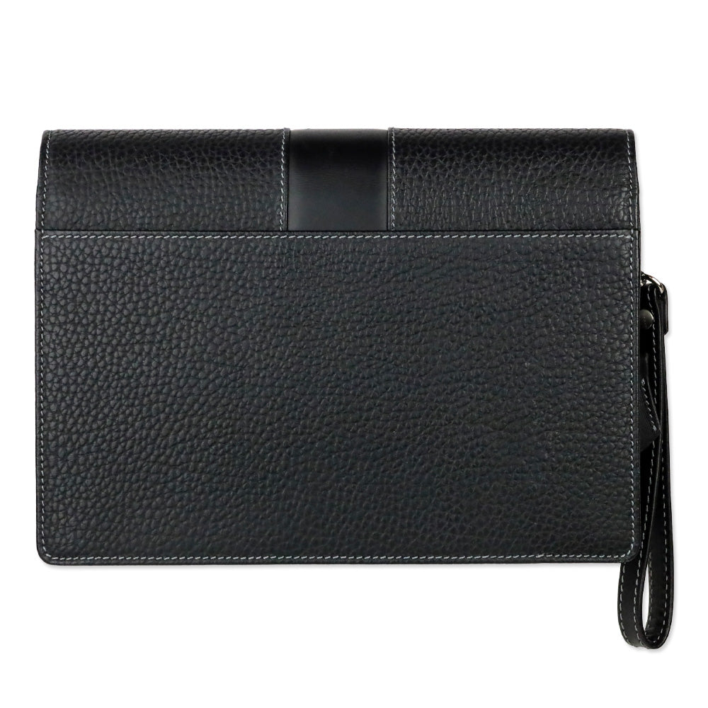 Burberry Black Grained Leather Portfolio Wristlet