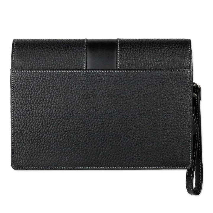Burberry Black Grained Leather Portfolio Wristlet