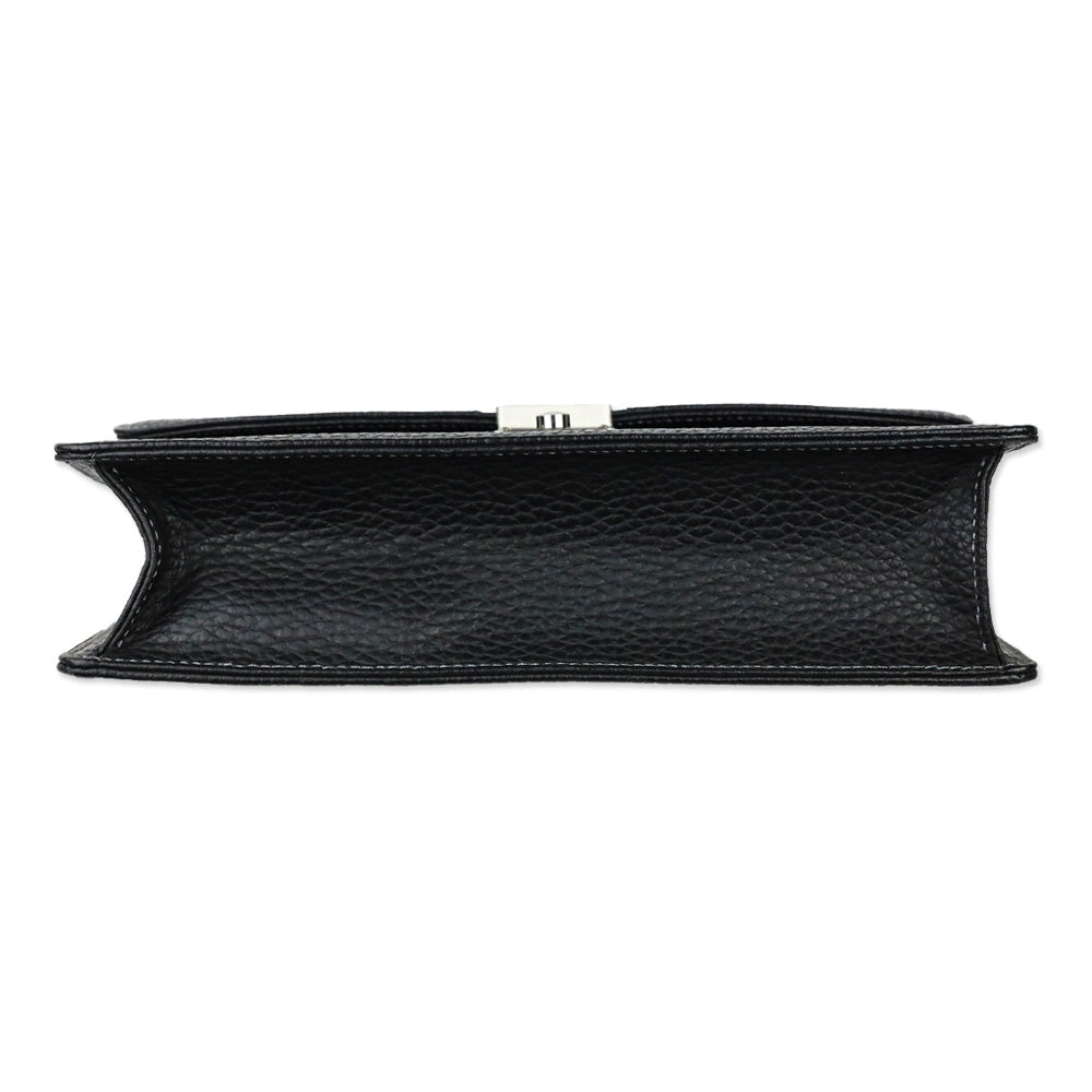 Burberry Black Grained Leather Portfolio Wristlet