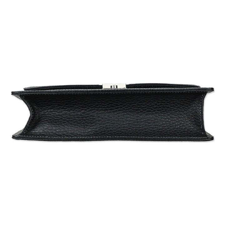 Burberry Black Grained Leather Portfolio Wristlet