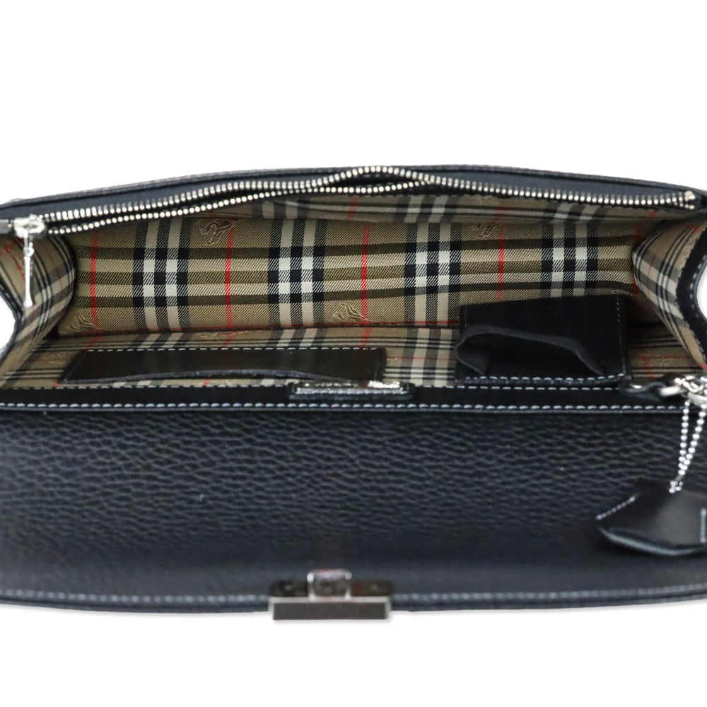 Burberry Black Grained Leather Portfolio Wristlet