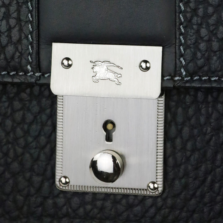 Burberry Black Grained Leather Portfolio Wristlet