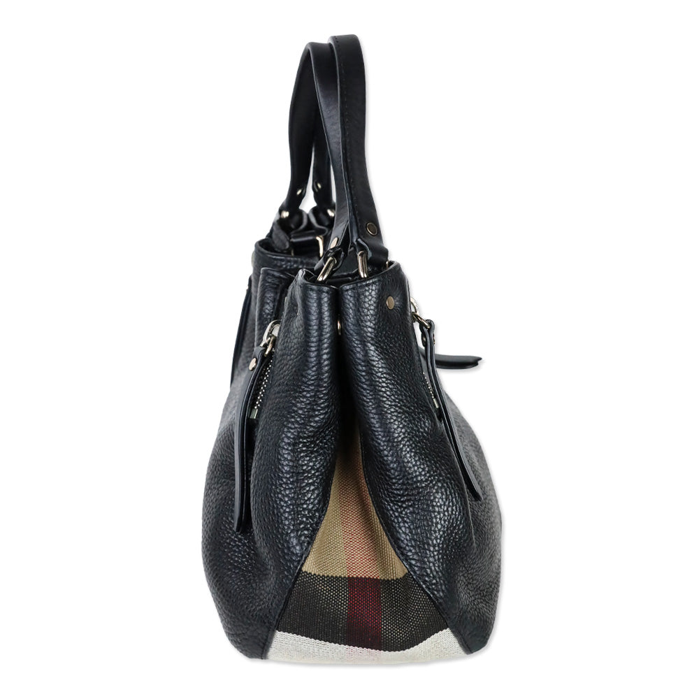 Burberry Black Grained Leather Small Maidstone Tote