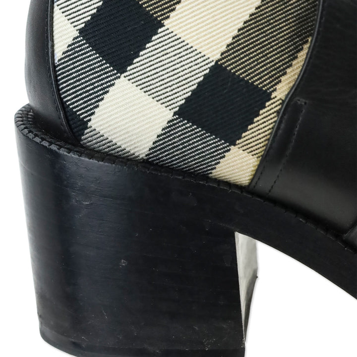 Burberry Black Leather Archive House Check Ankle Boot