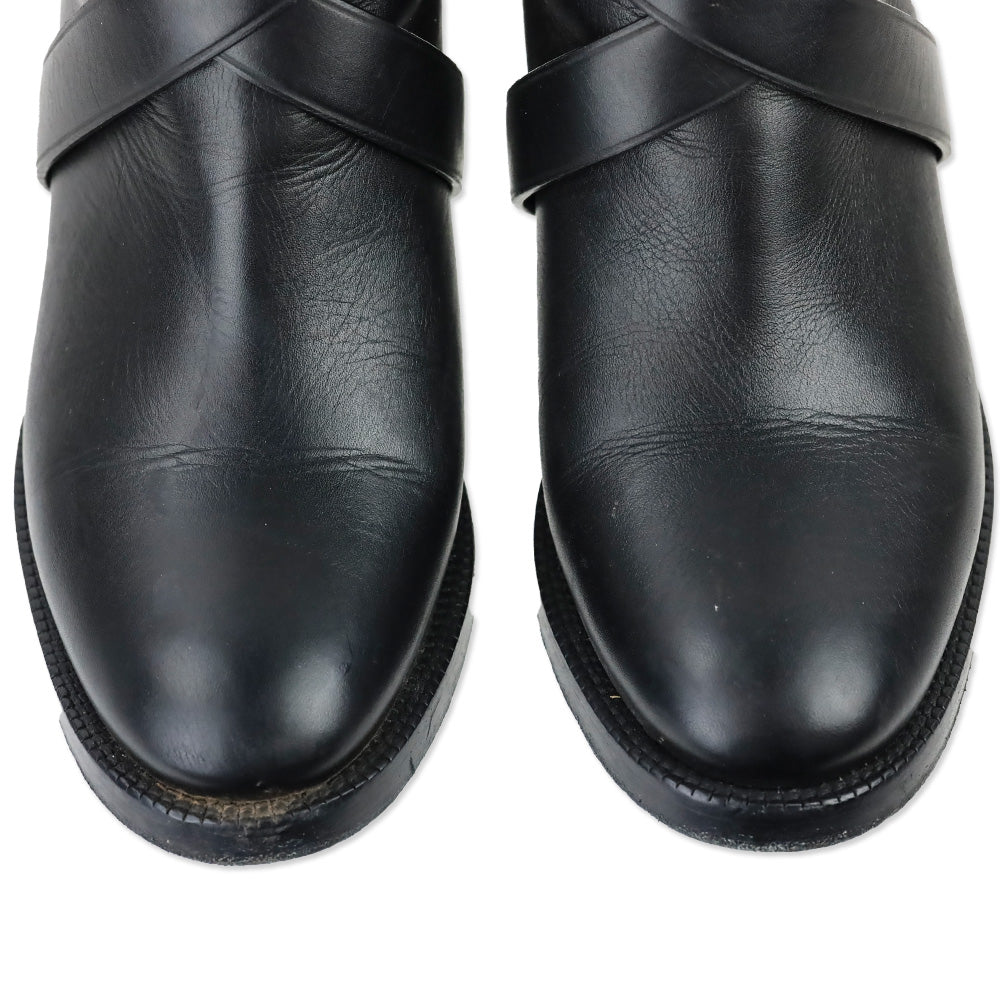 Burberry Black Leather Archive House Check Ankle Boot