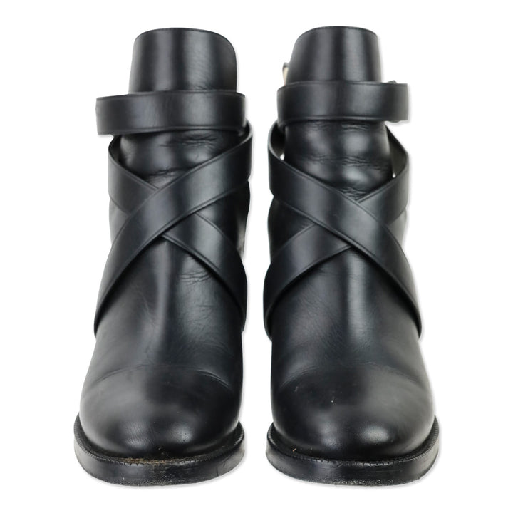 Burberry Black Leather Archive House Check Ankle Boot