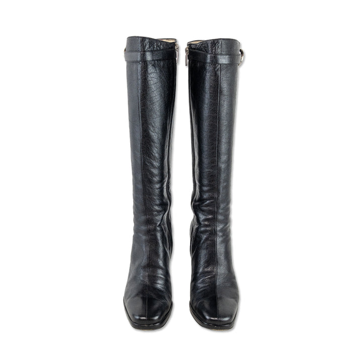 Burberry Black Leather Knee High Boots