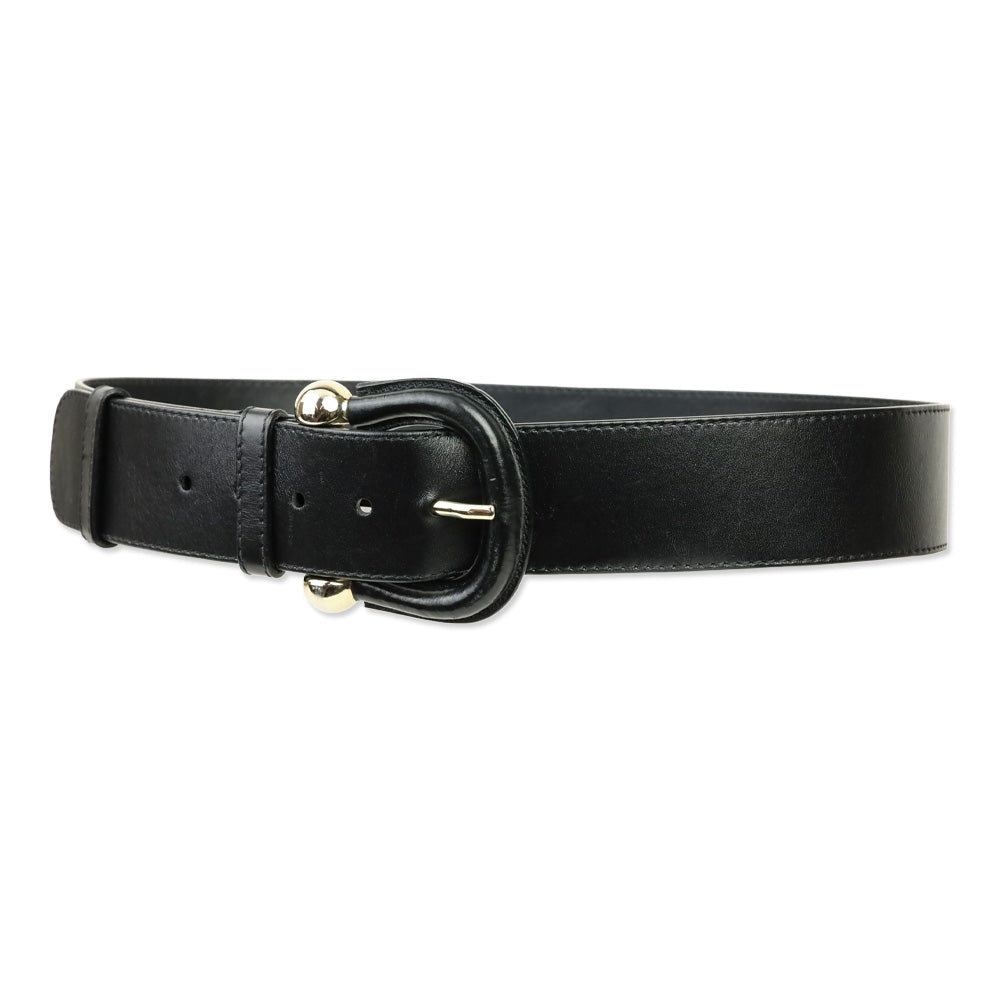 Burberry Black Leather Western Buckle Belt