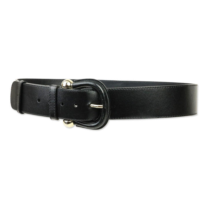 Burberry Black Leather Western Buckle Belt