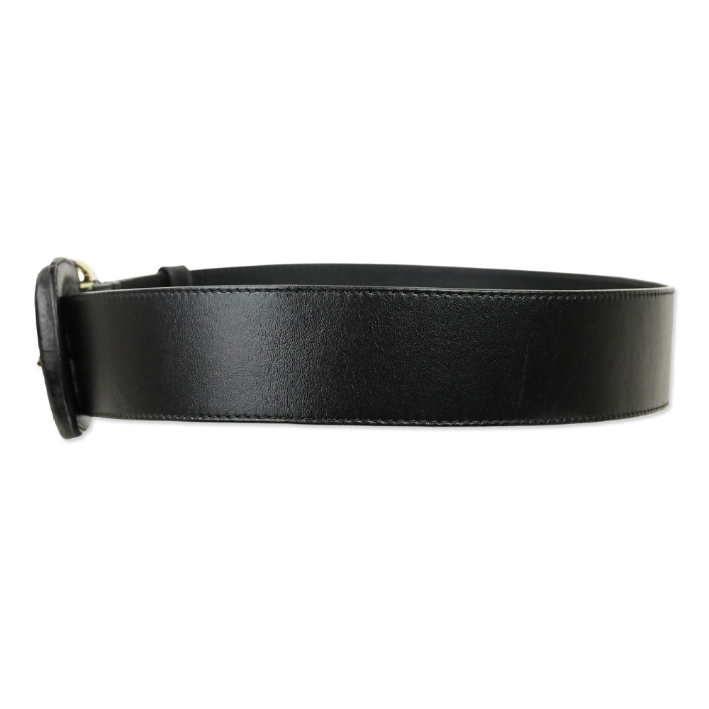 Burberry Black Leather Western Buckle Belt
