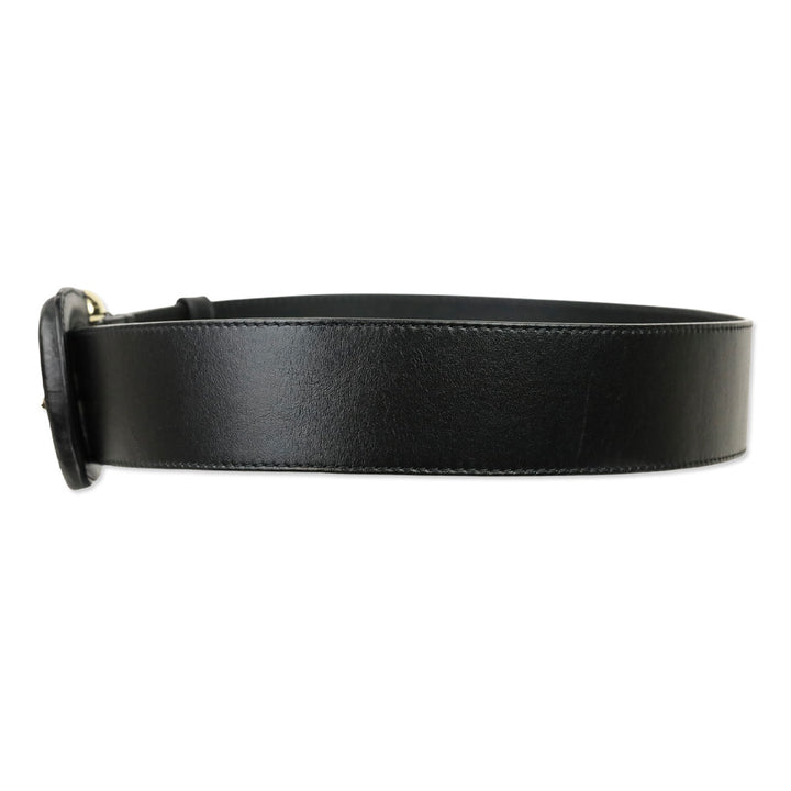 Burberry Black Leather Western Buckle Belt