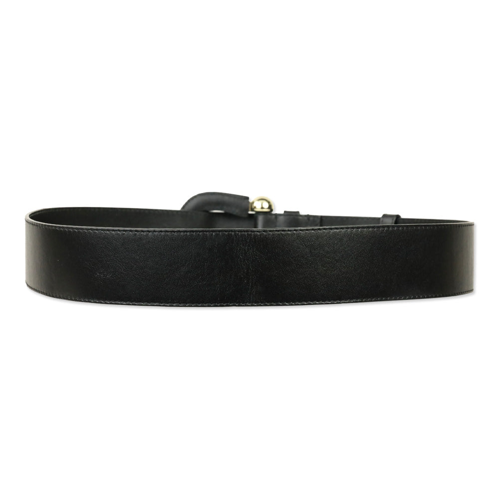 Burberry Black Leather Western Buckle Belt