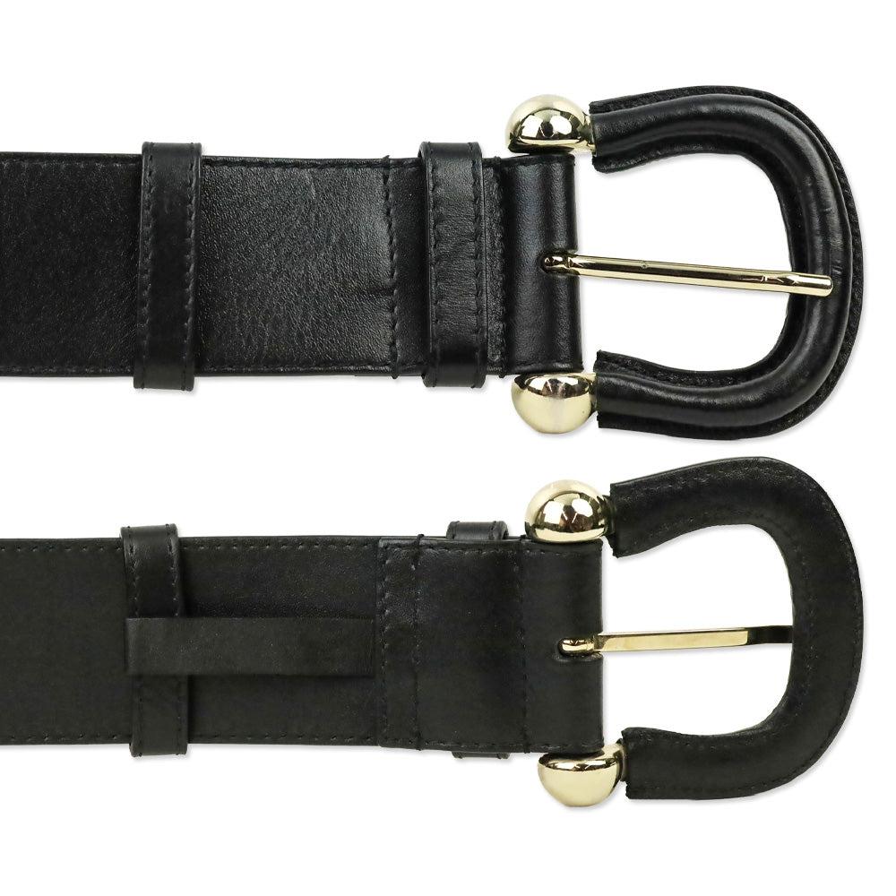 Burberry Black Leather Western Buckle Belt