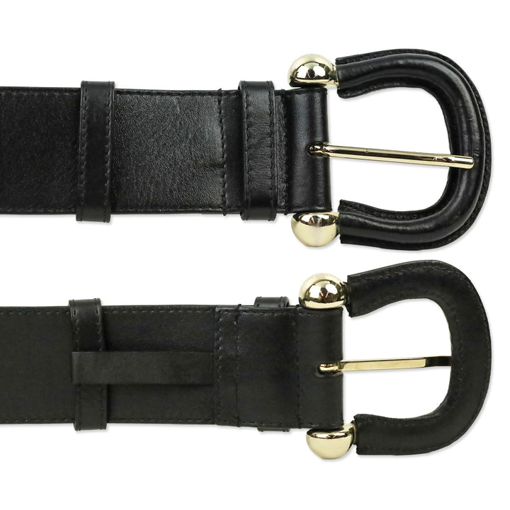 Burberry Black Leather Western Buckle Belt