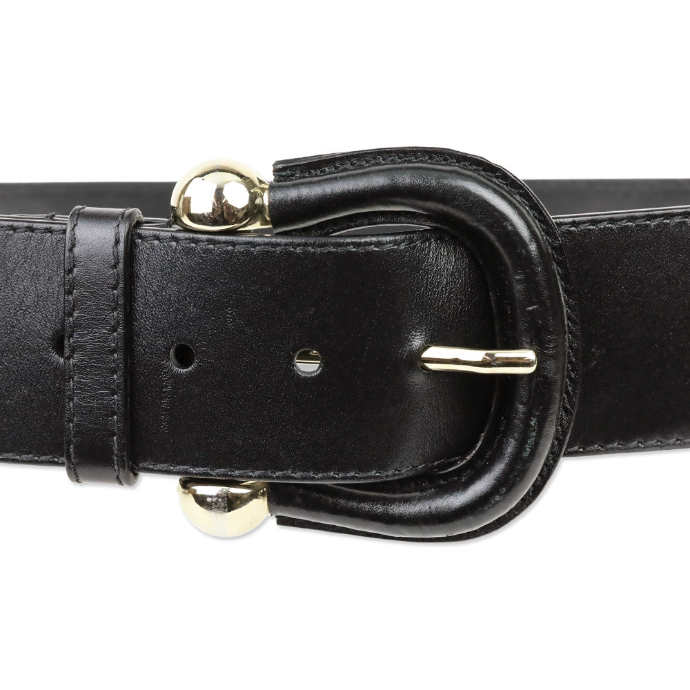 Burberry Black Leather Western Buckle Belt