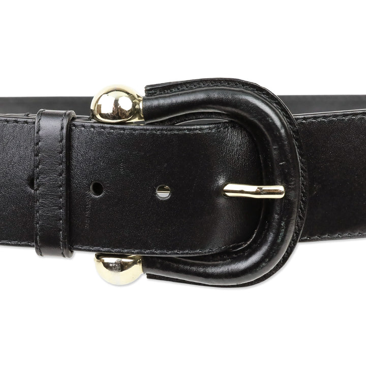 Burberry Black Leather Western Buckle Belt