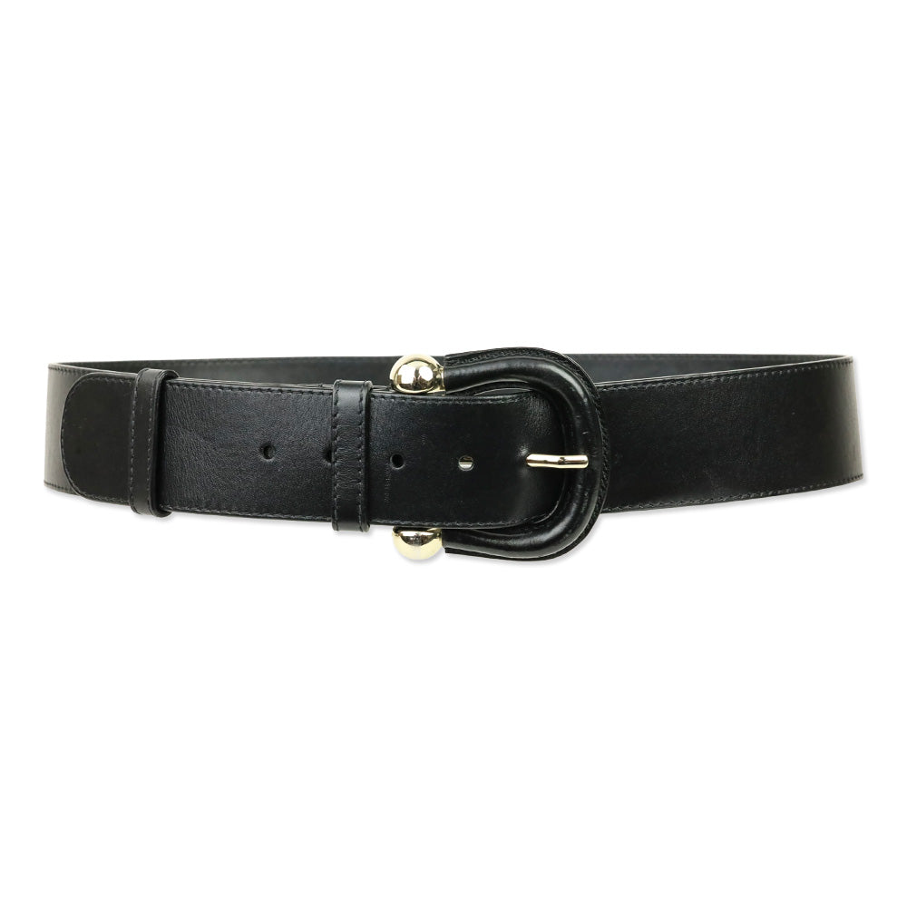 Burberry Black Leather Western Buckle Belt