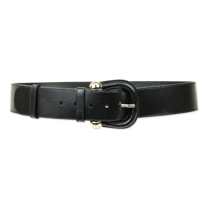 Burberry Black Leather Western Buckle Belt