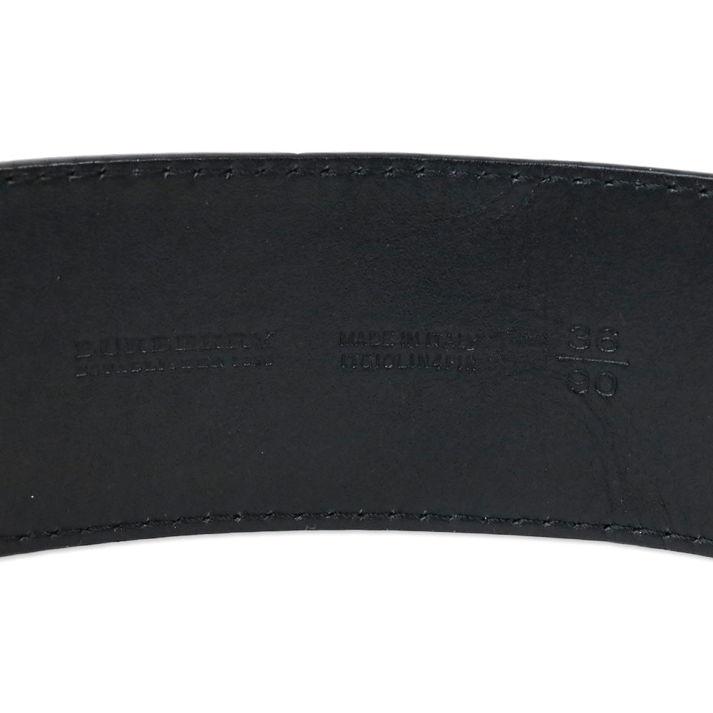 Burberry Black Leather Western Buckle Belt