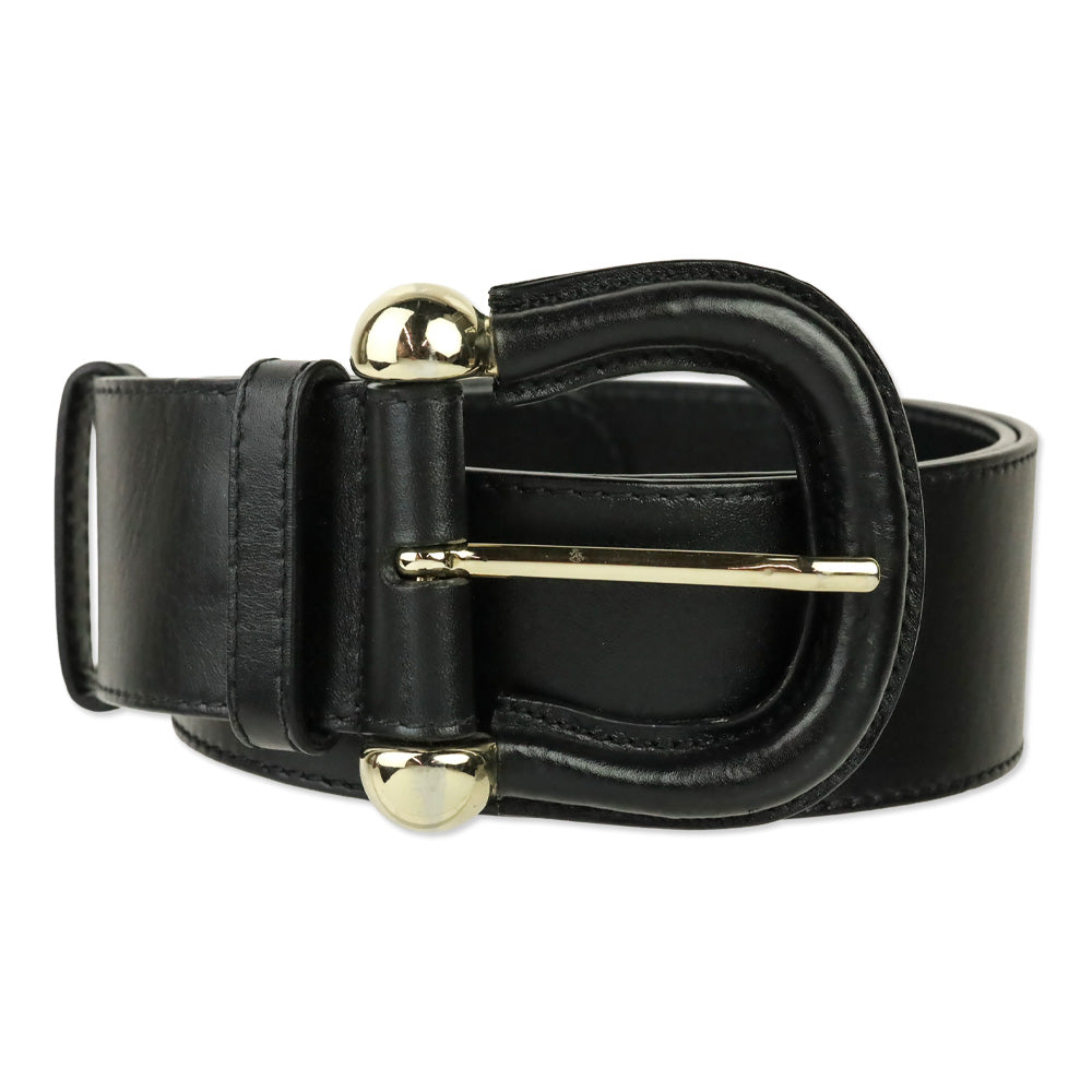 Burberry Black Leather Western Buckle Belt